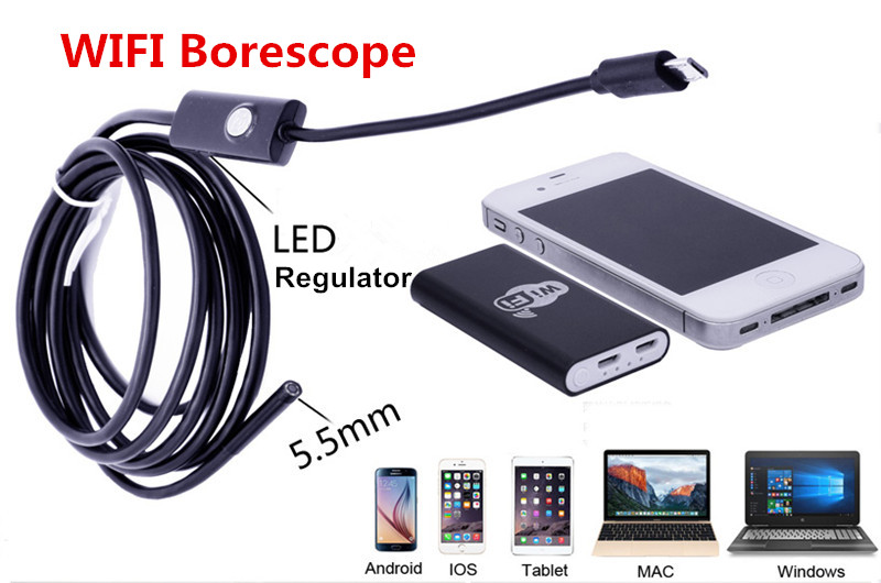 Wifi wireless driver USB endoscope camera with adjustable LED light