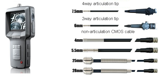 Aircraft repairing inspection camera flexible videoscope borescope with 2way/4way articulating cables
